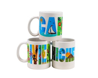 Semua Mug Seramik Putih Dengan Reka Bentuk Bercetak
